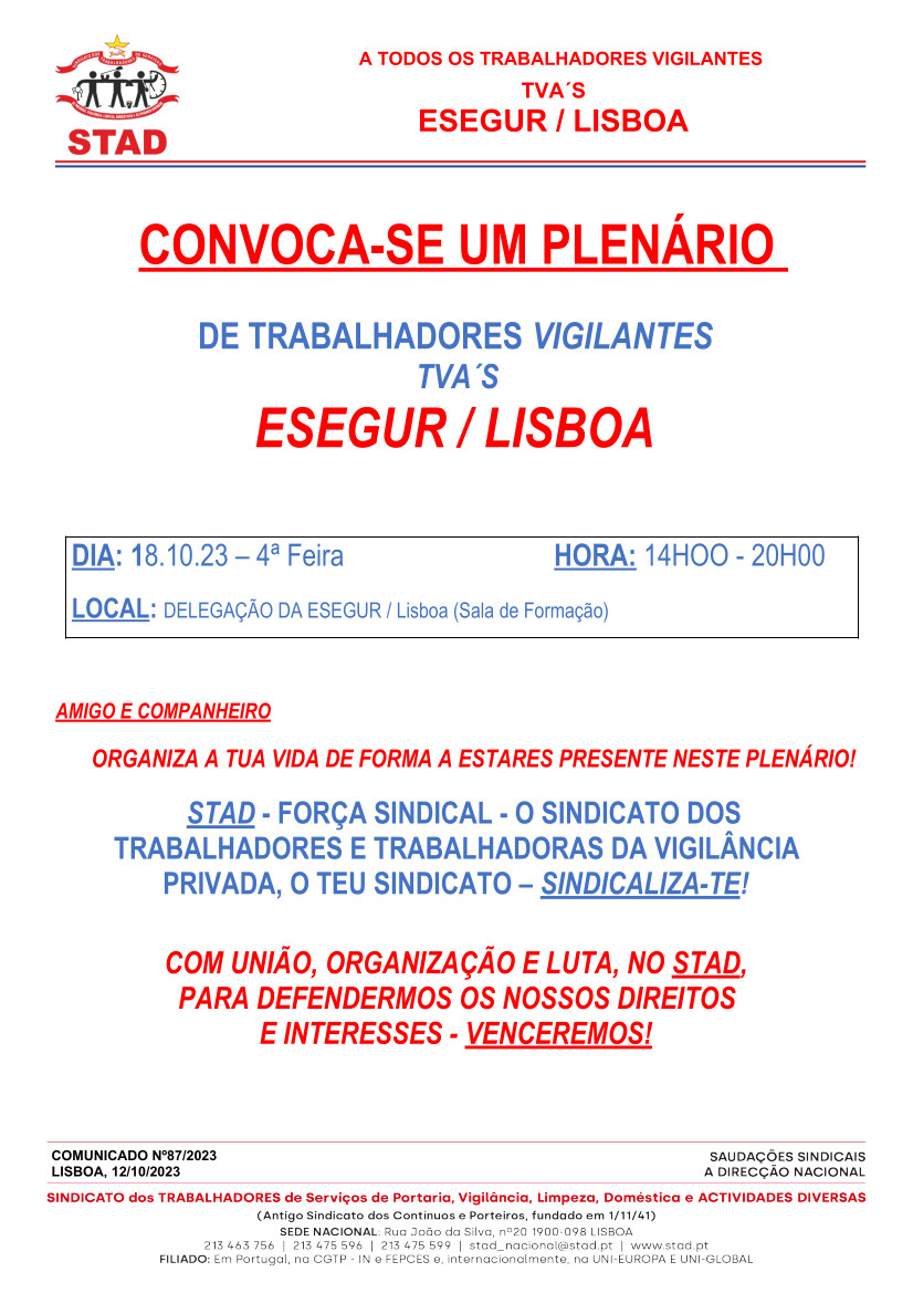 Nº 87 ESEGUR Lisboa RGT 18.10 2023