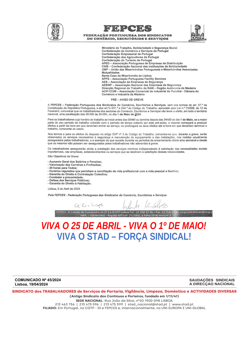 Nº 45 STAD 25.ABRIL 1ºMAIO MOBILIZACAO 19042024B